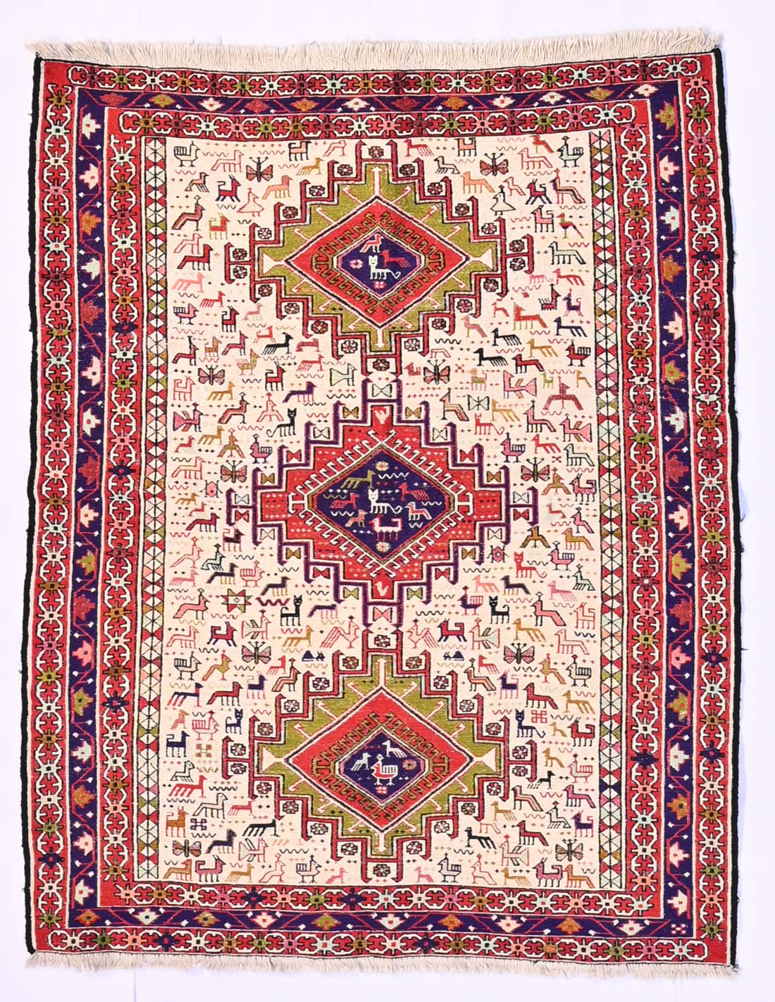 A Shahsavan sumak in silk, No. 61500 141x112cm